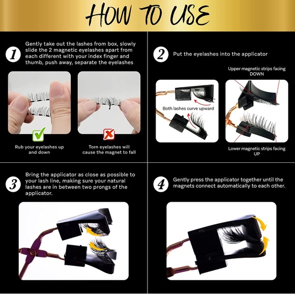 Dual Magnetic Eyelashes NO Eyeliner or Glue Needed, Magnets False Eyelashes - Picture 4 of 6